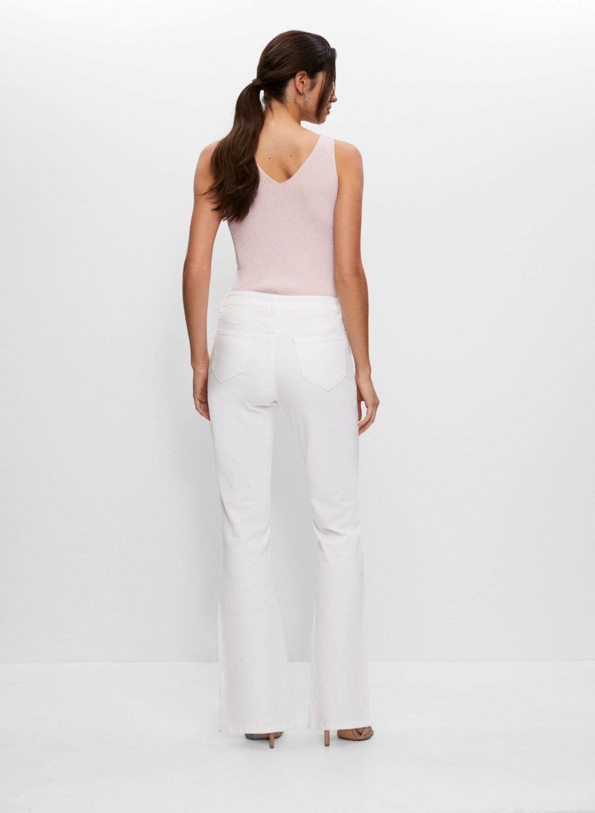 Women Flare Leg Denim Pants White | Melanie Lyne