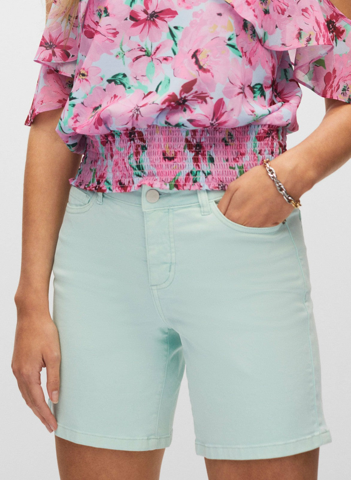Women Denim Shorts Mint Green | Melanie Lyne