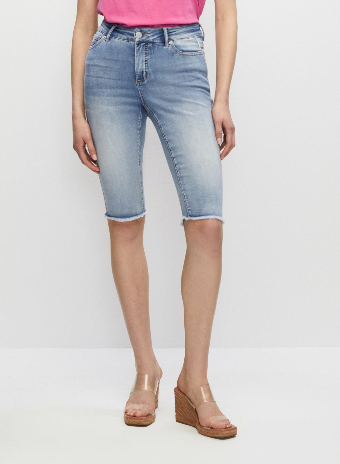 Women Trim Detail Bermuda Denim Shorts Light Blue | Melanie Lyne