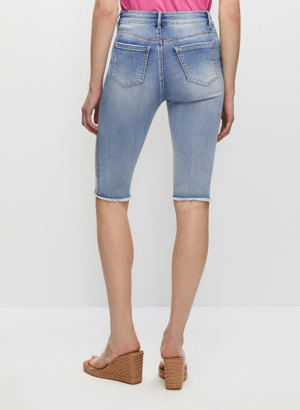 Women Trim Detail Bermuda Denim Shorts Light Blue | Melanie Lyne