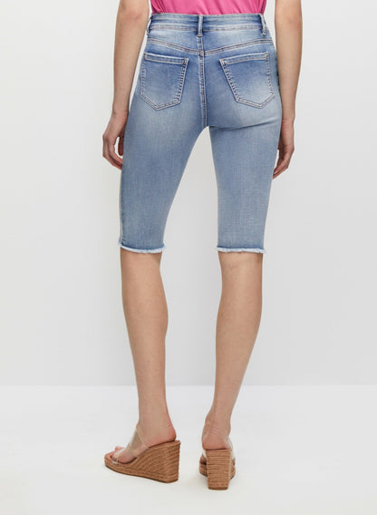 Women Trim Detail Bermuda Denim Shorts Light Blue | Melanie Lyne