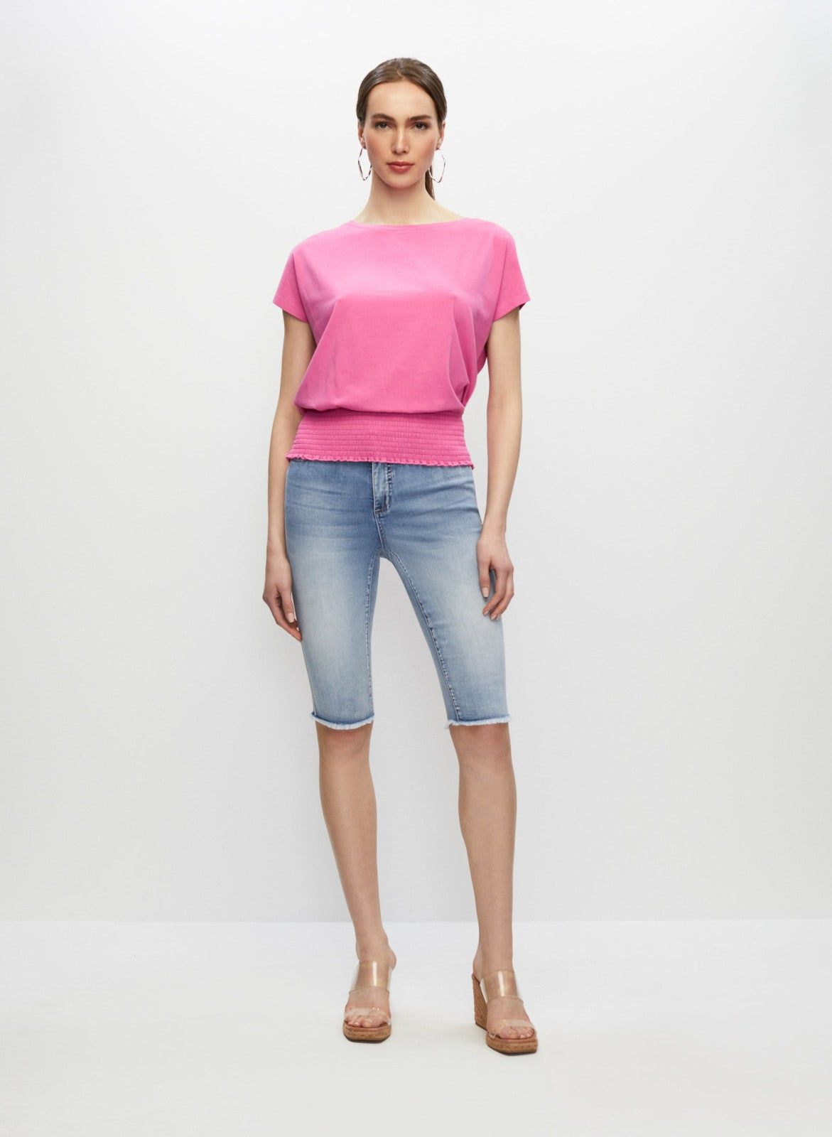 Women Trim Detail Bermuda Denim Shorts Light Blue | Melanie Lyne