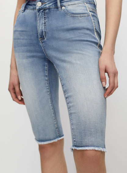 Women Trim Detail Bermuda Denim Shorts Light Blue | Melanie Lyne