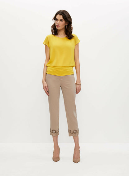Women Cutout Detail Denim Capris Champagne | Melanie Lyne