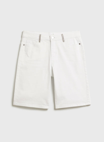 Women Rhinestone Detail Bermuda Shorts White | Melanie Lyne