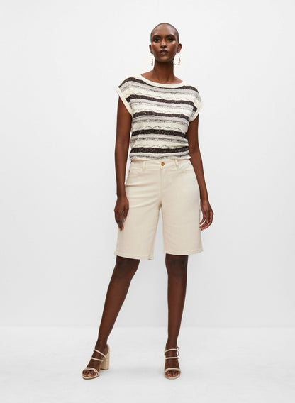 Women Denim Bermuda Shorts Stone | Melanie Lyne