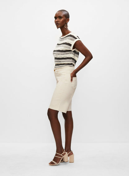 Women Denim Bermuda Shorts Stone | Melanie Lyne