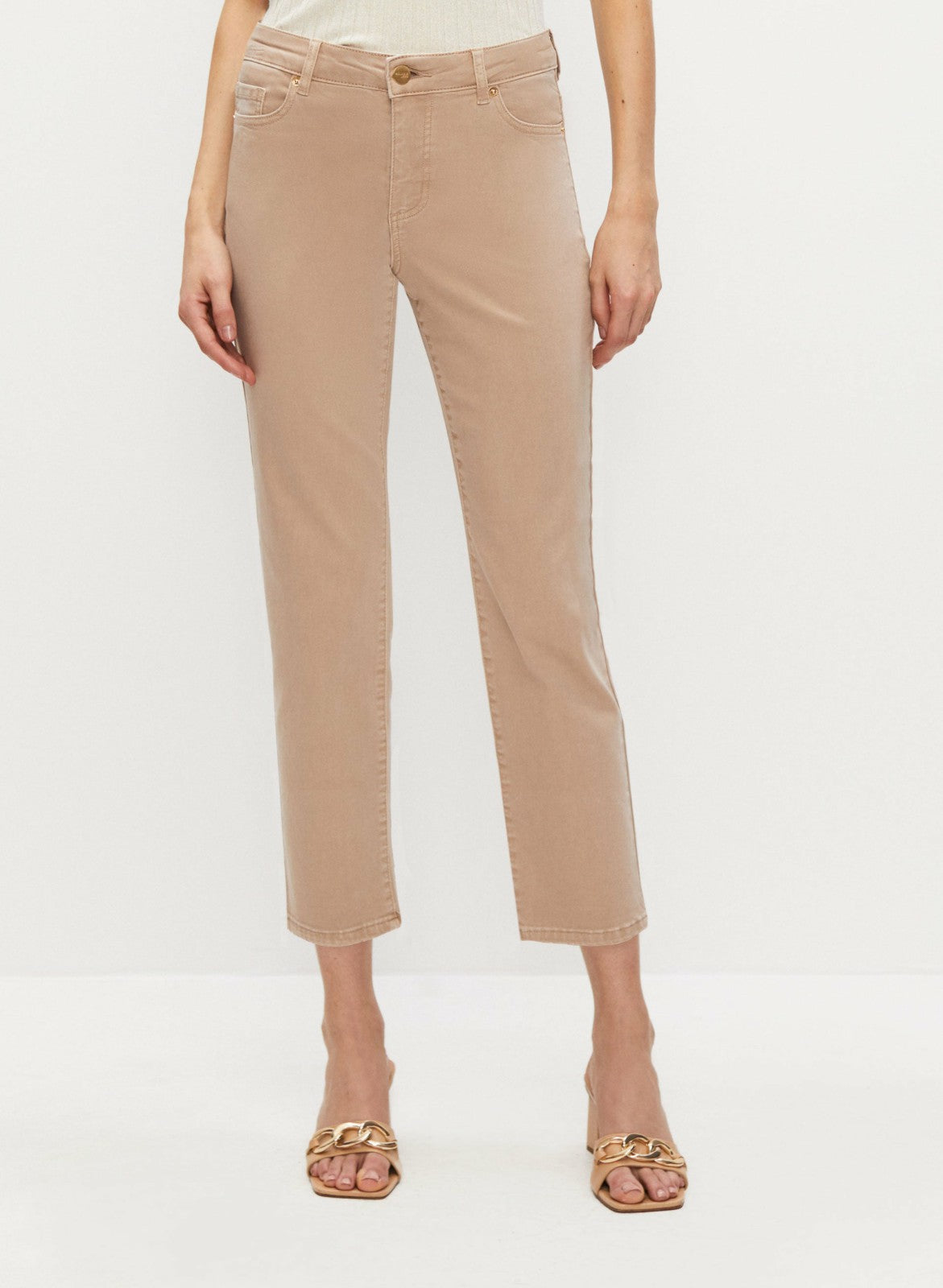 Women Straight Leg Denim Capris Light Chardonnay | Melanie Lyne