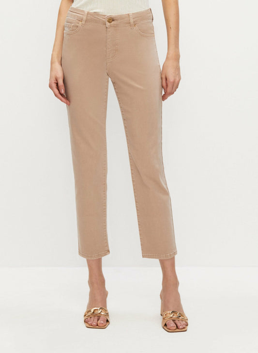 Women Straight Leg Denim Capris Light Chardonnay | Melanie Lyne