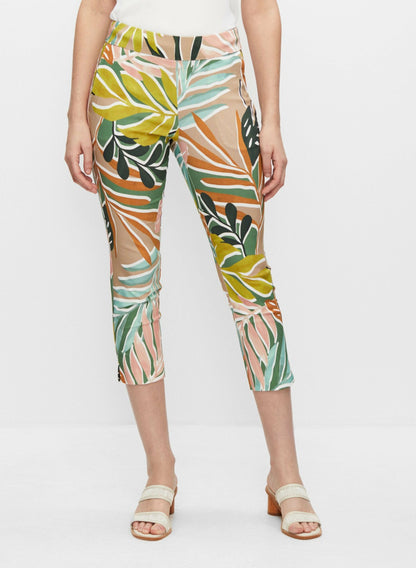 Women Tropical Print Capris Green Pattern | Melanie Lyne