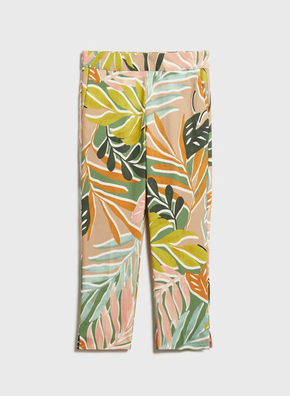 Women Tropical Print Capris Green Pattern | Melanie Lyne