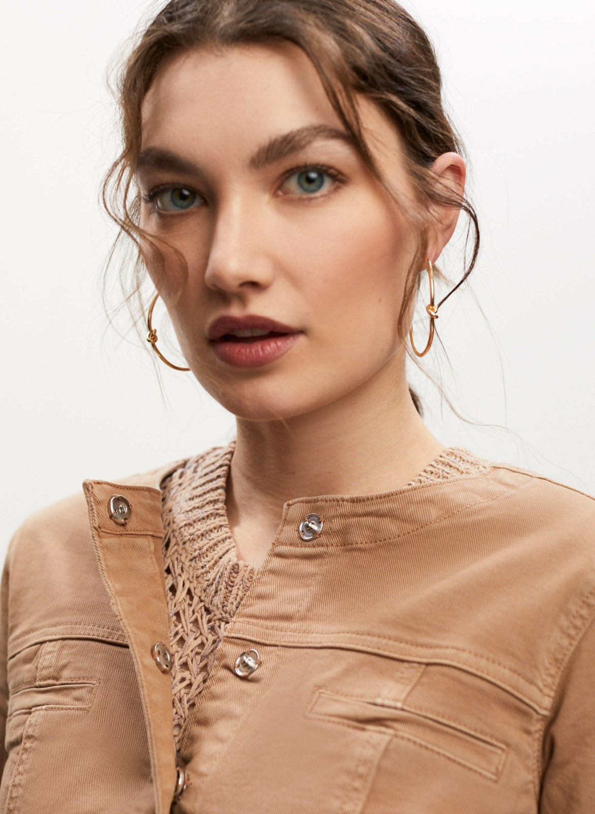Women Embroidered Hem Denim Jacket Sienna Brown | Melanie Lyne