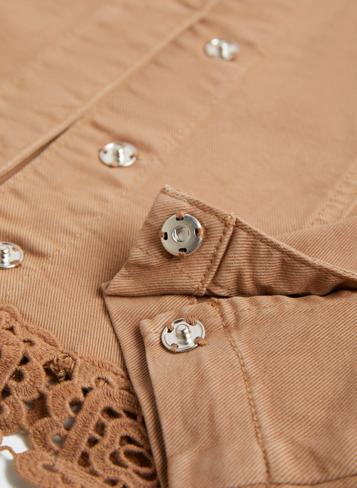 Women Embroidered Hem Denim Jacket Sienna Brown | Melanie Lyne