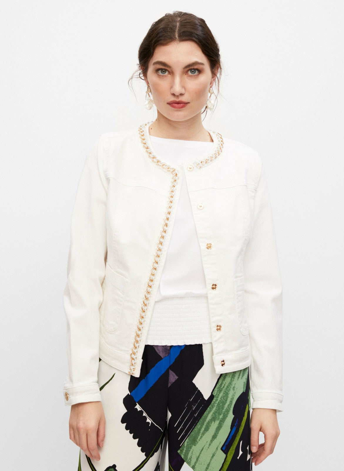 Women Crew Neck Jacket White | Melanie Lyne