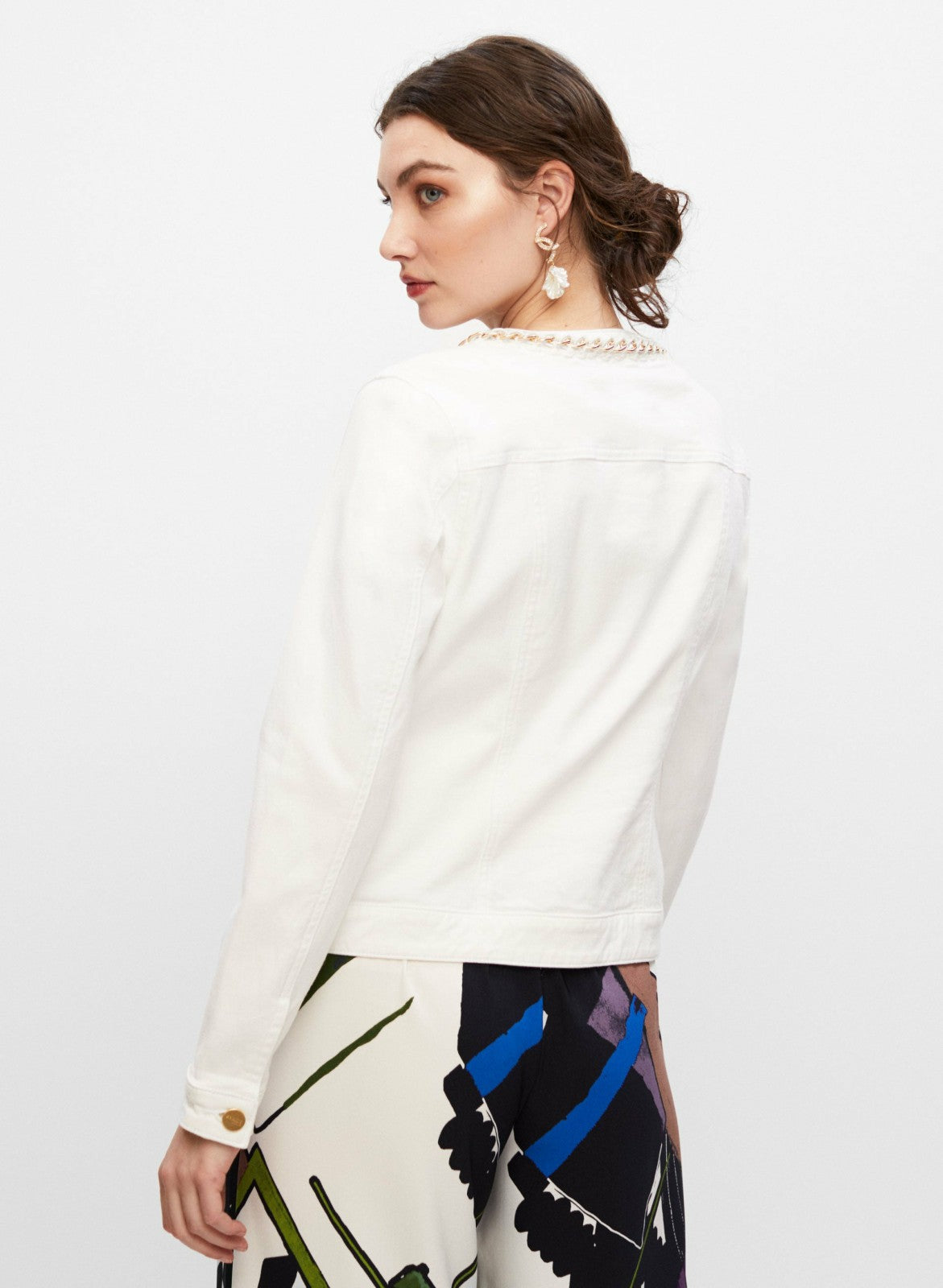 Women Crew Neck Jacket White | Melanie Lyne