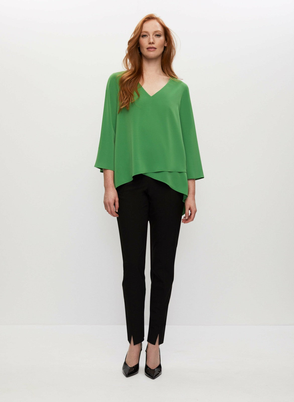 Women Layered Effect Asymmetric Blouse Apple Green | Melanie Lyne