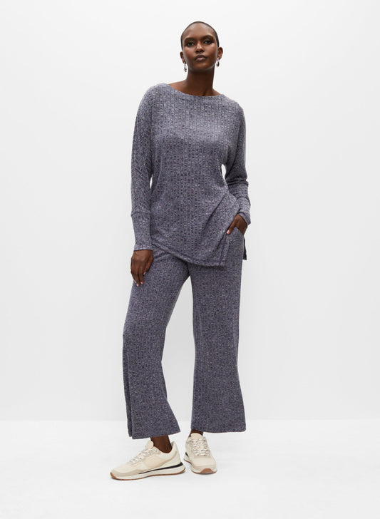 Women Asymmetrical Melange Knit Tunic Night Sky | Melanie Lyne