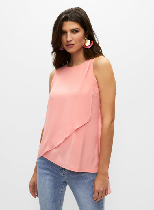 Women Sleeveless Chiffon Overlay Tunic Apricot | Melanie Lyne