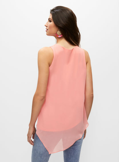Women Sleeveless Chiffon Overlay Tunic Apricot | Melanie Lyne