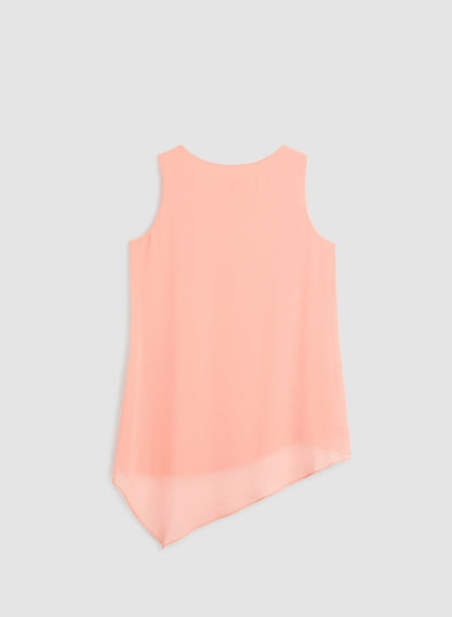 Women Sleeveless Chiffon Overlay Tunic Apricot | Melanie Lyne