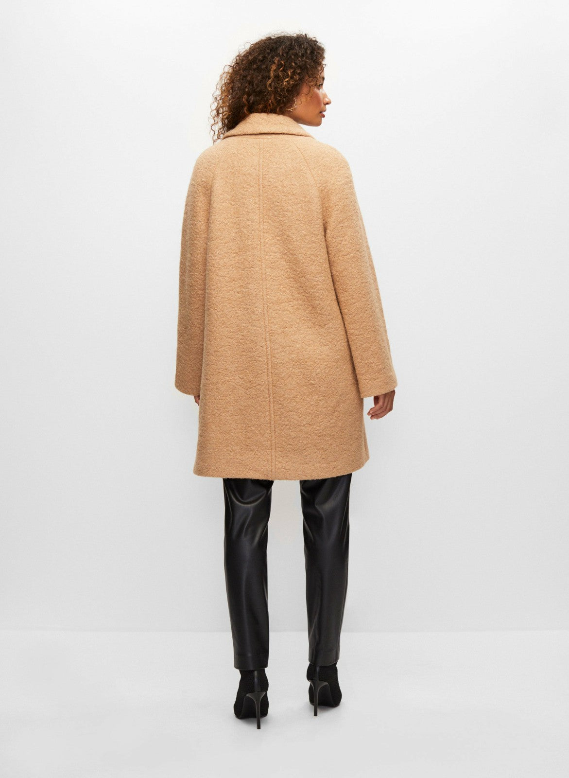 Women Textured Wool Blend Coat Camello | Melanie Lyne