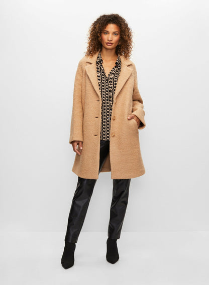 Women Textured Wool Blend Coat Camello | Melanie Lyne