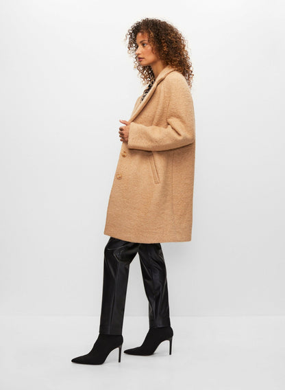 Women Textured Wool Blend Coat Camello | Melanie Lyne