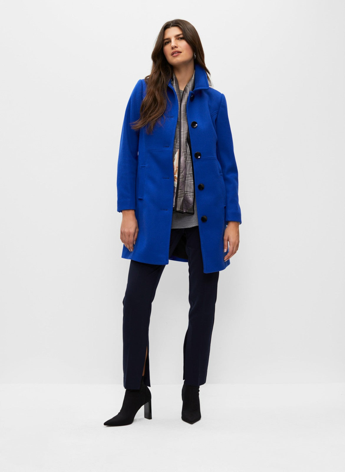 Women Stretch Wool Blend Coat Royal Blue | Melanie Lyne
