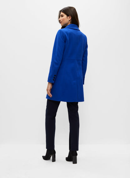 Women Stretch Wool Blend Coat Royal Blue | Melanie Lyne
