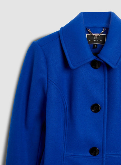 Women Stretch Wool Blend Coat Royal Blue | Melanie Lyne