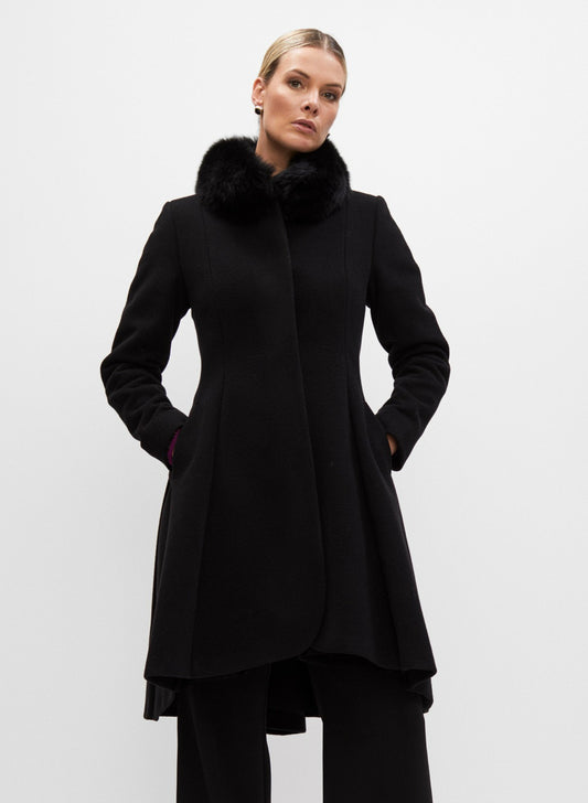 Women Mallia - Wool & Cashmere Blend Coat Black | Melanie Lyne