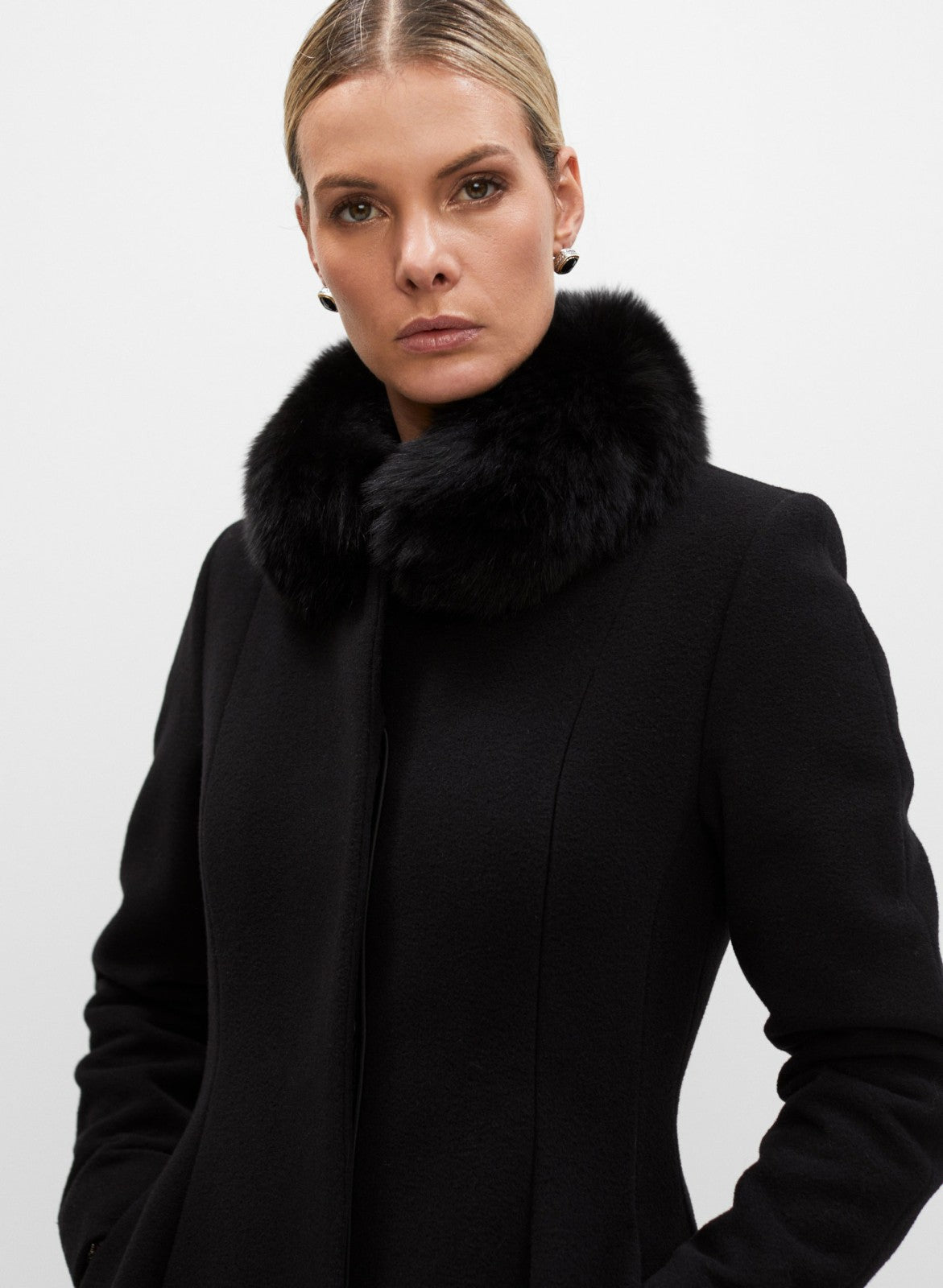 Women Mallia - Wool & Cashmere Blend Coat Black | Melanie Lyne