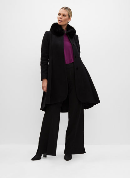 Women Mallia - Wool & Cashmere Blend Coat Black | Melanie Lyne