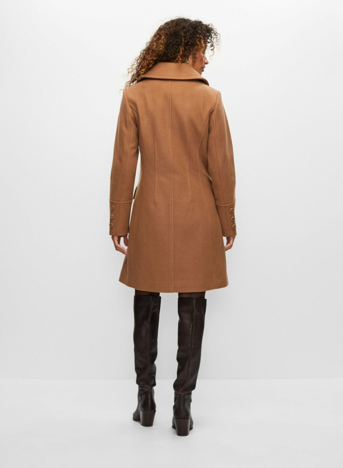 Women Stretch Wool Blend Coat Camel | Melanie Lyne