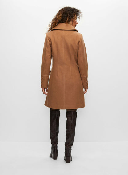 Women Stretch Wool Blend Coat Camel | Melanie Lyne