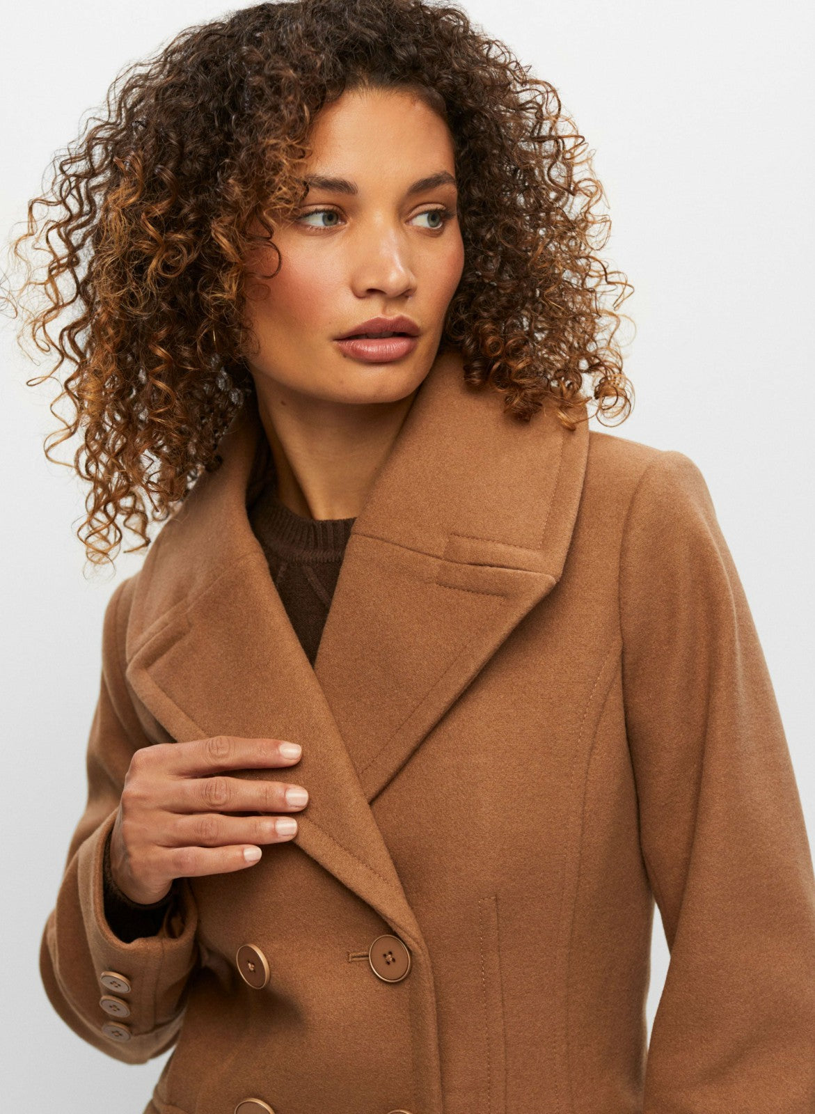 Women Stretch Wool Blend Coat Camel | Melanie Lyne