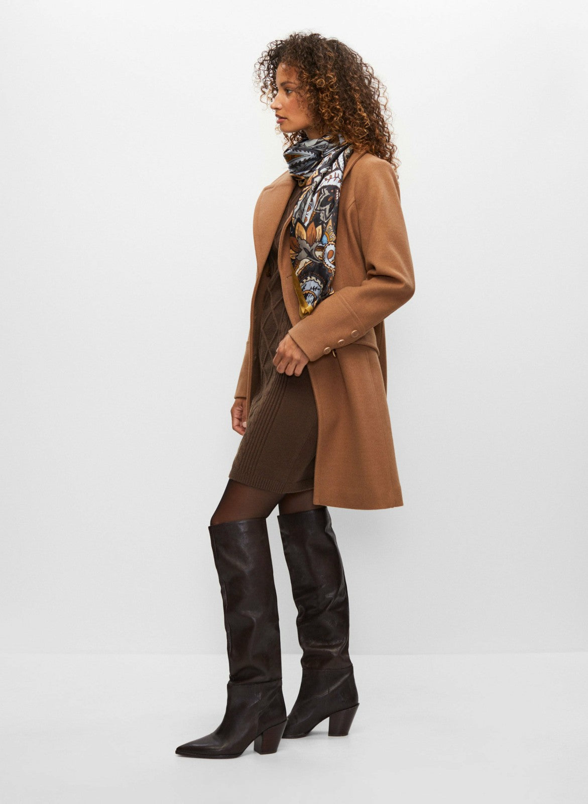 Women Stretch Wool Blend Coat Camel | Melanie Lyne