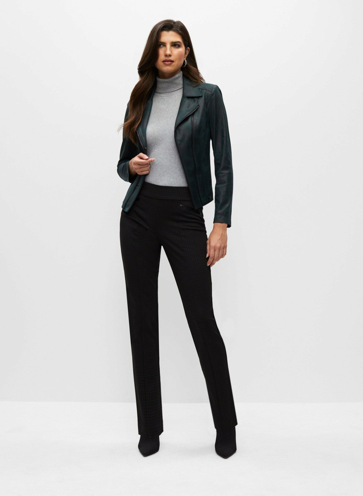 Women Madison Houndstooth Pull-On Pants Black Pattern | Melanie Lyne