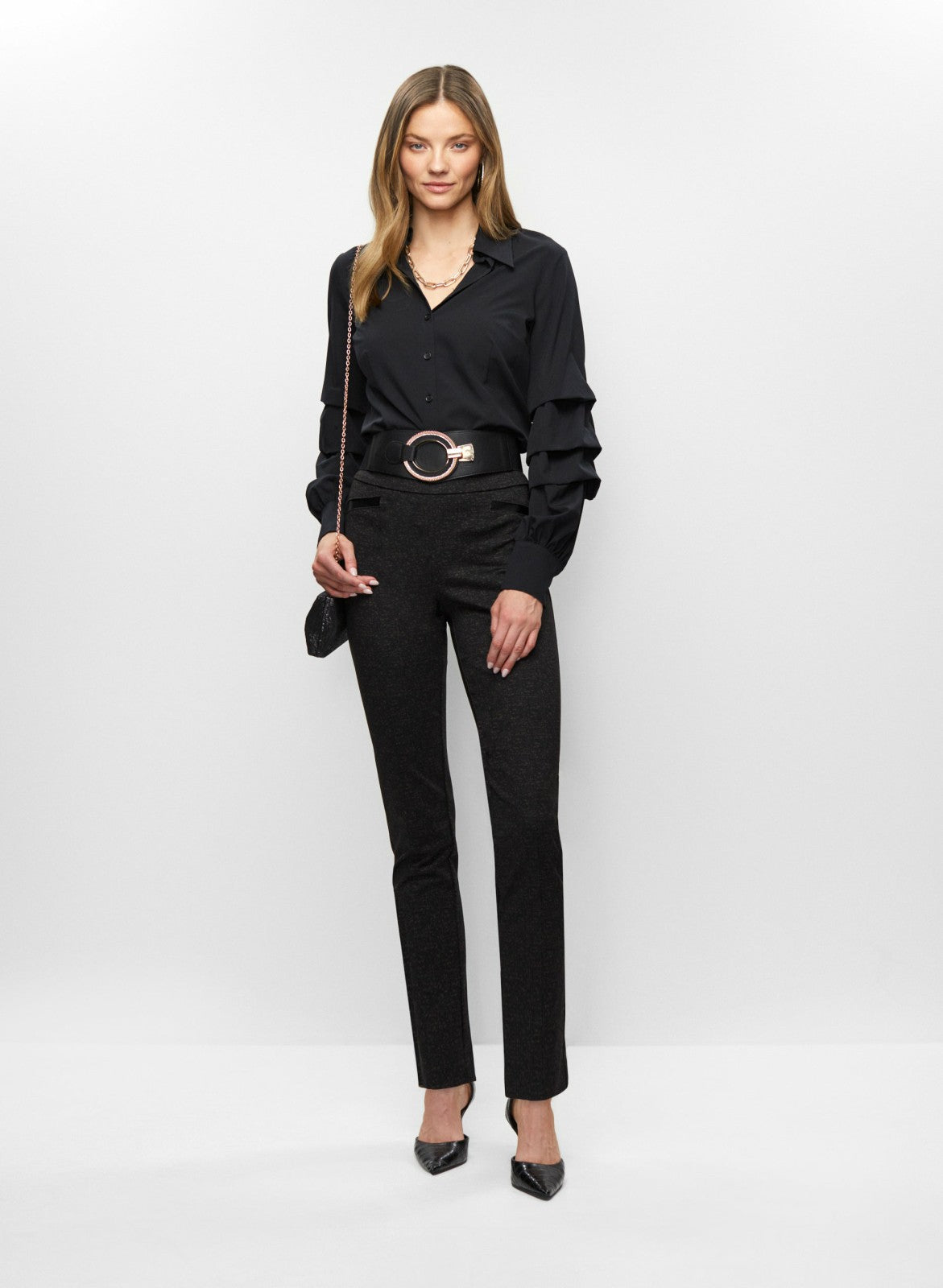 Women Madison Pull-On Abstract Print Pants Black Pattern | Melanie Lyne