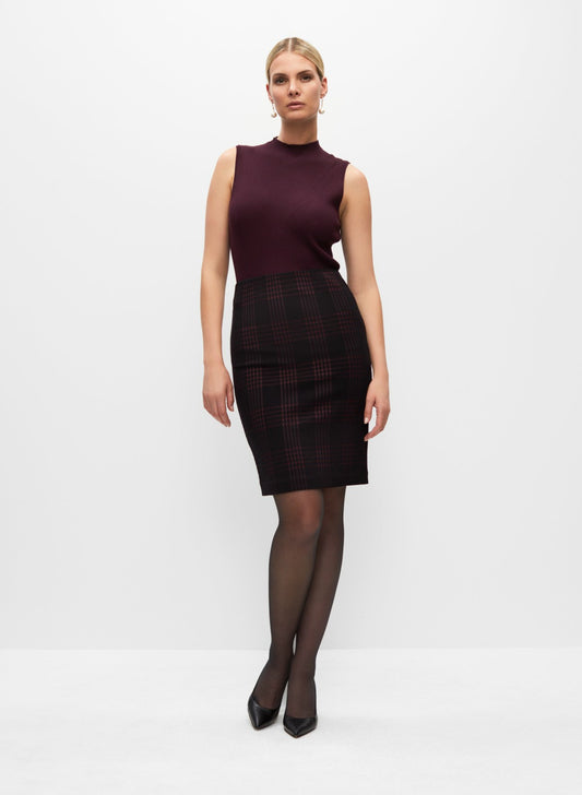 Women Ottoman Plaid Print Skirt Black Pattern | Melanie Lyne