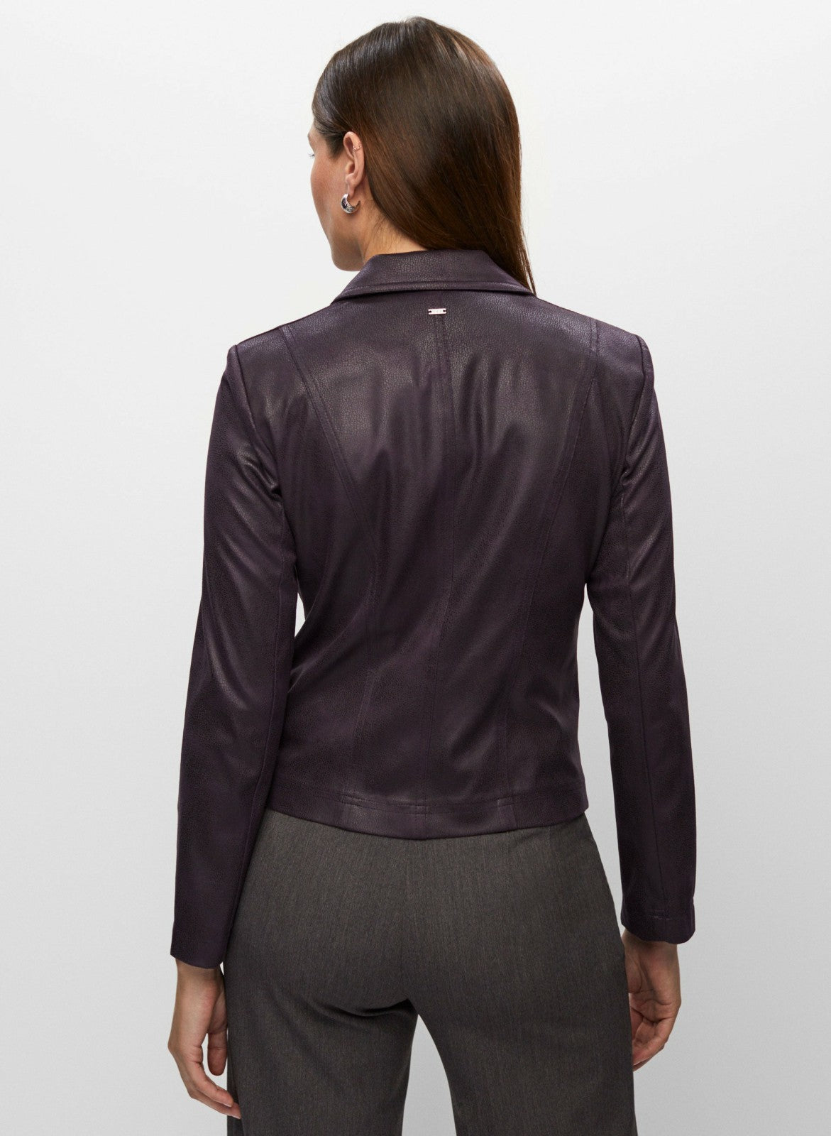 Women Vex - Stud Detail Faux Suede Jacket Aubergine | Melanie Lyne