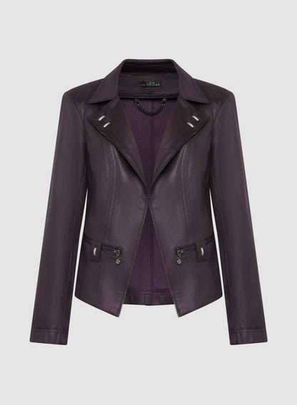Women Vex - Stud Detail Faux Suede Jacket Aubergine | Melanie Lyne