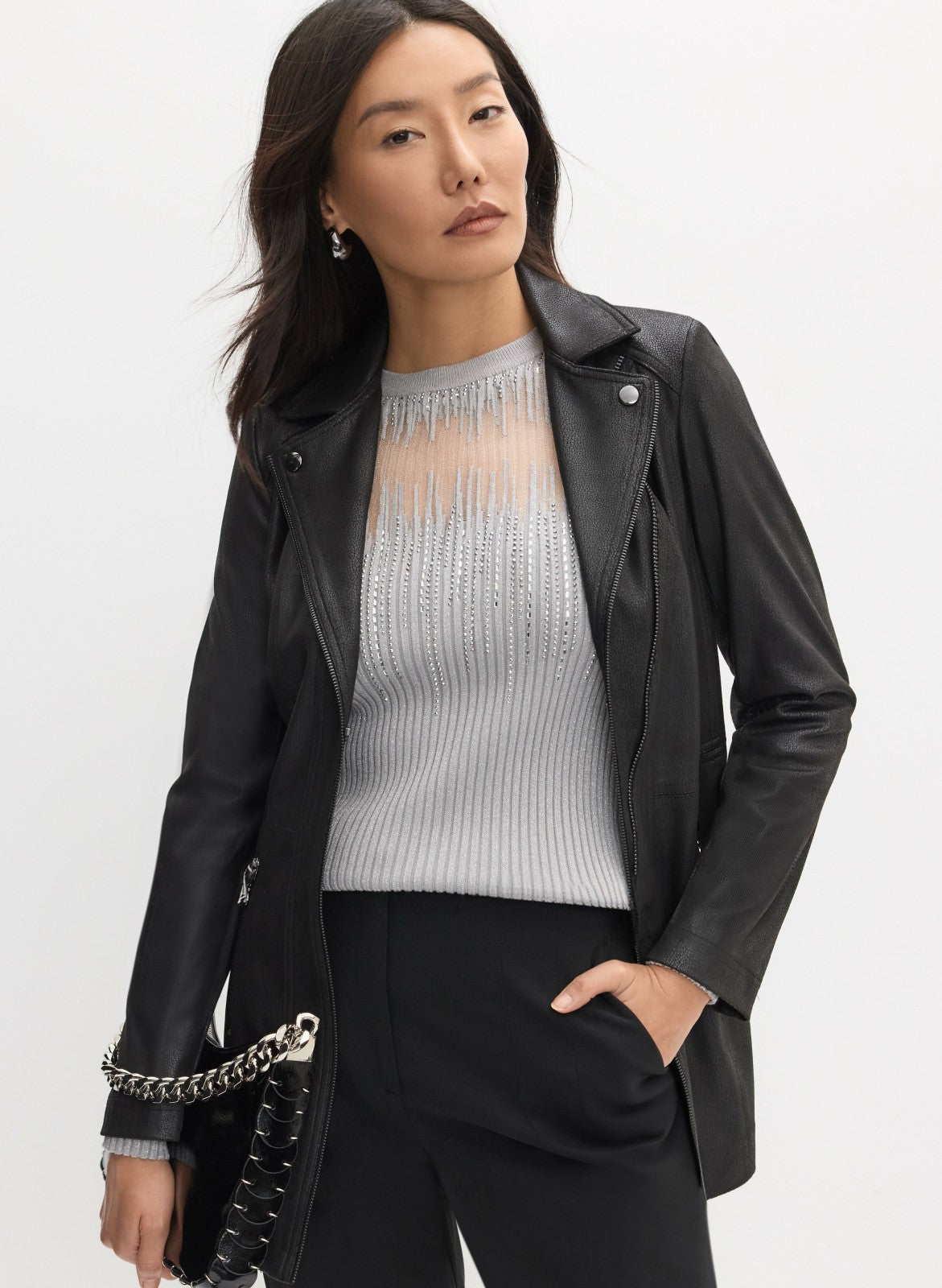 Women Vex - Faux Suede Redingote Black | Melanie Lyne