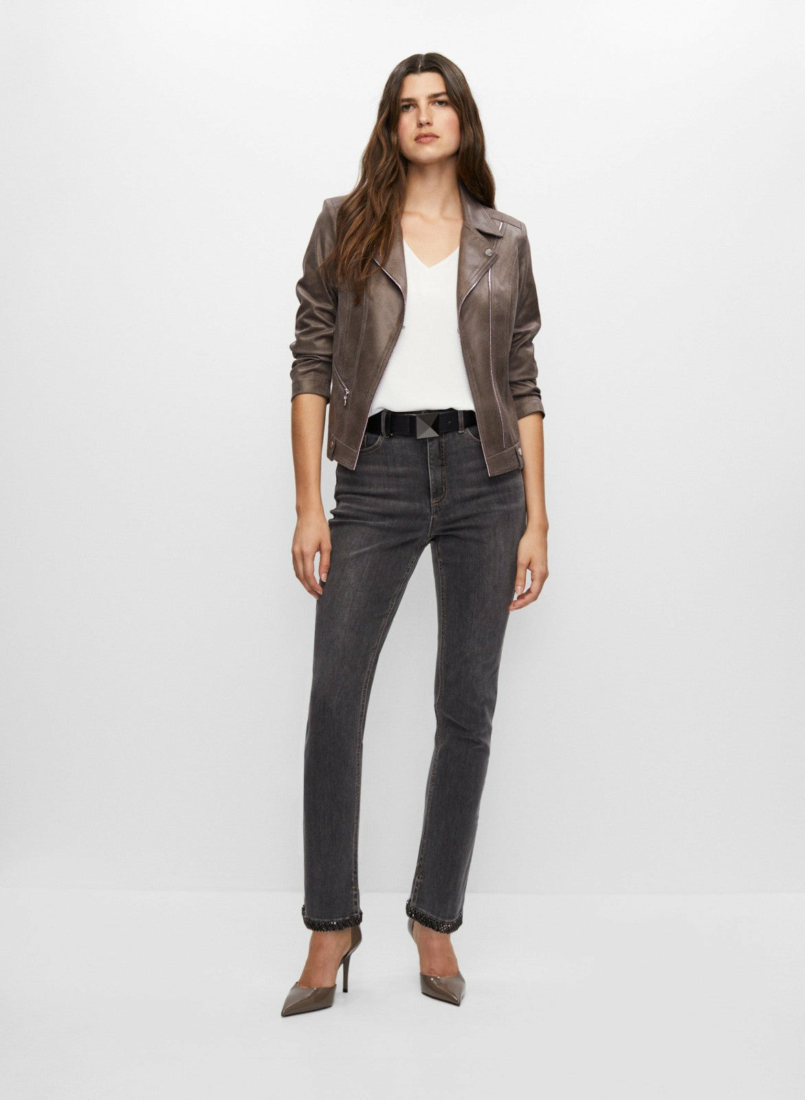 Women Vex - Zip Detail Faux Suede Jacket Chocolate Lab | Melanie Lyne