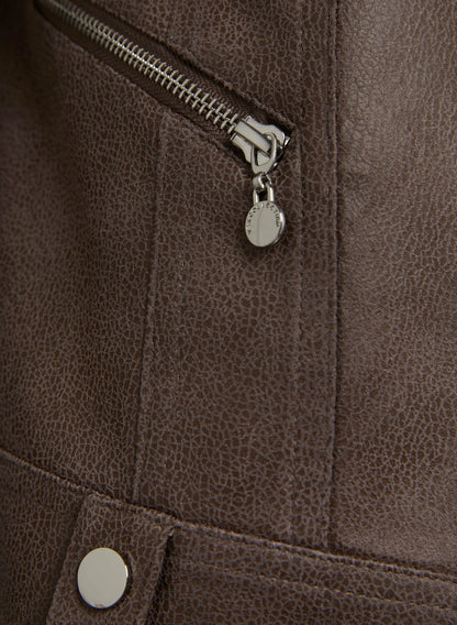Women Vex - Zip Detail Faux Suede Jacket Chocolate Lab | Melanie Lyne