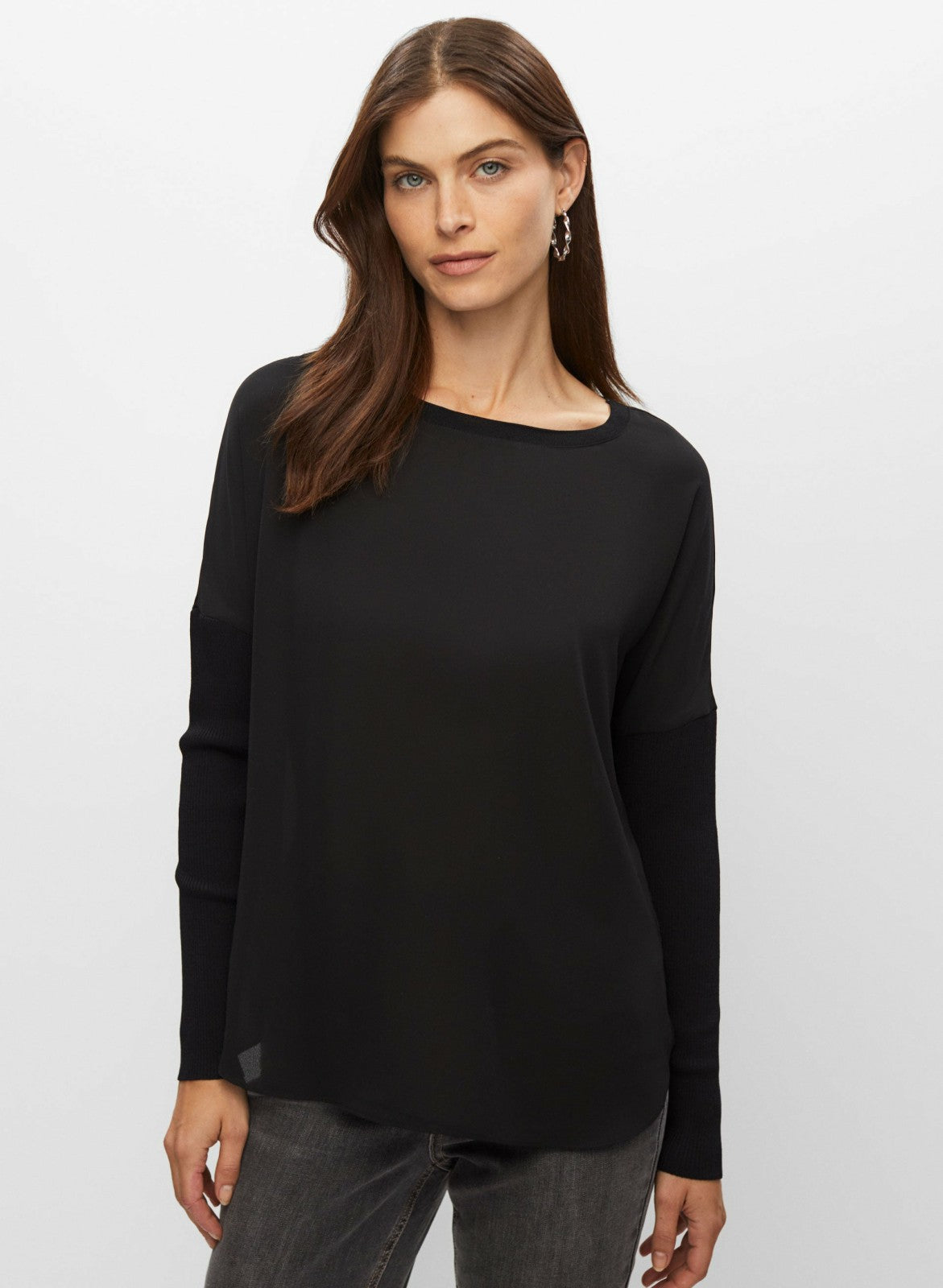 Women High-Low Tunic Top Black | Melanie Lyne
