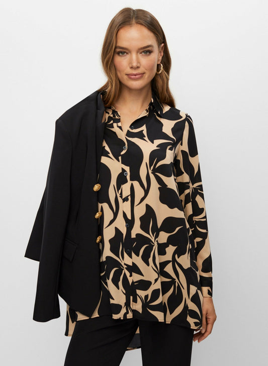 Women Abstract Floral Motif Tunic Black Pattern | Melanie Lyne