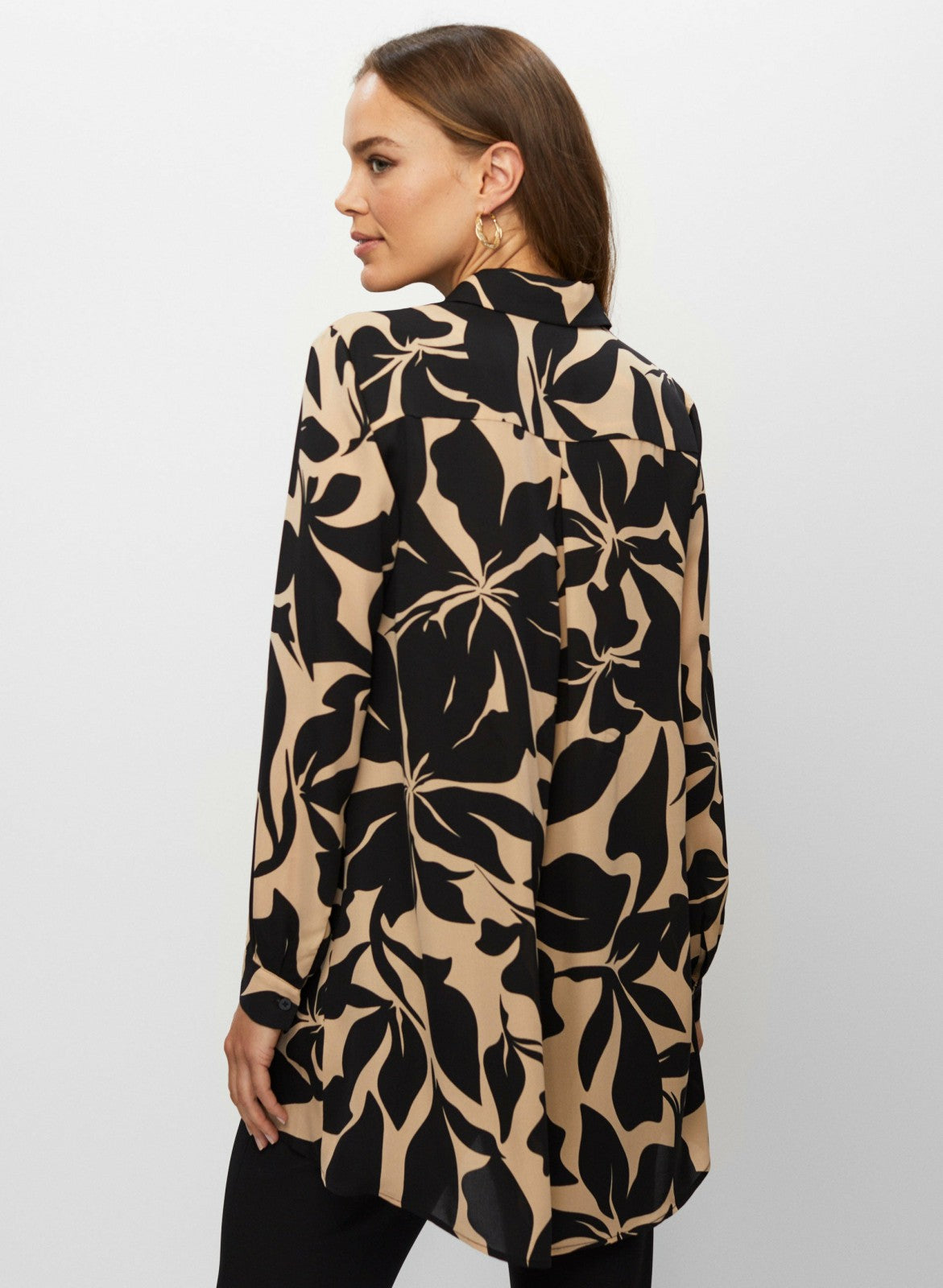 Women Abstract Floral Motif Tunic Black Pattern | Melanie Lyne