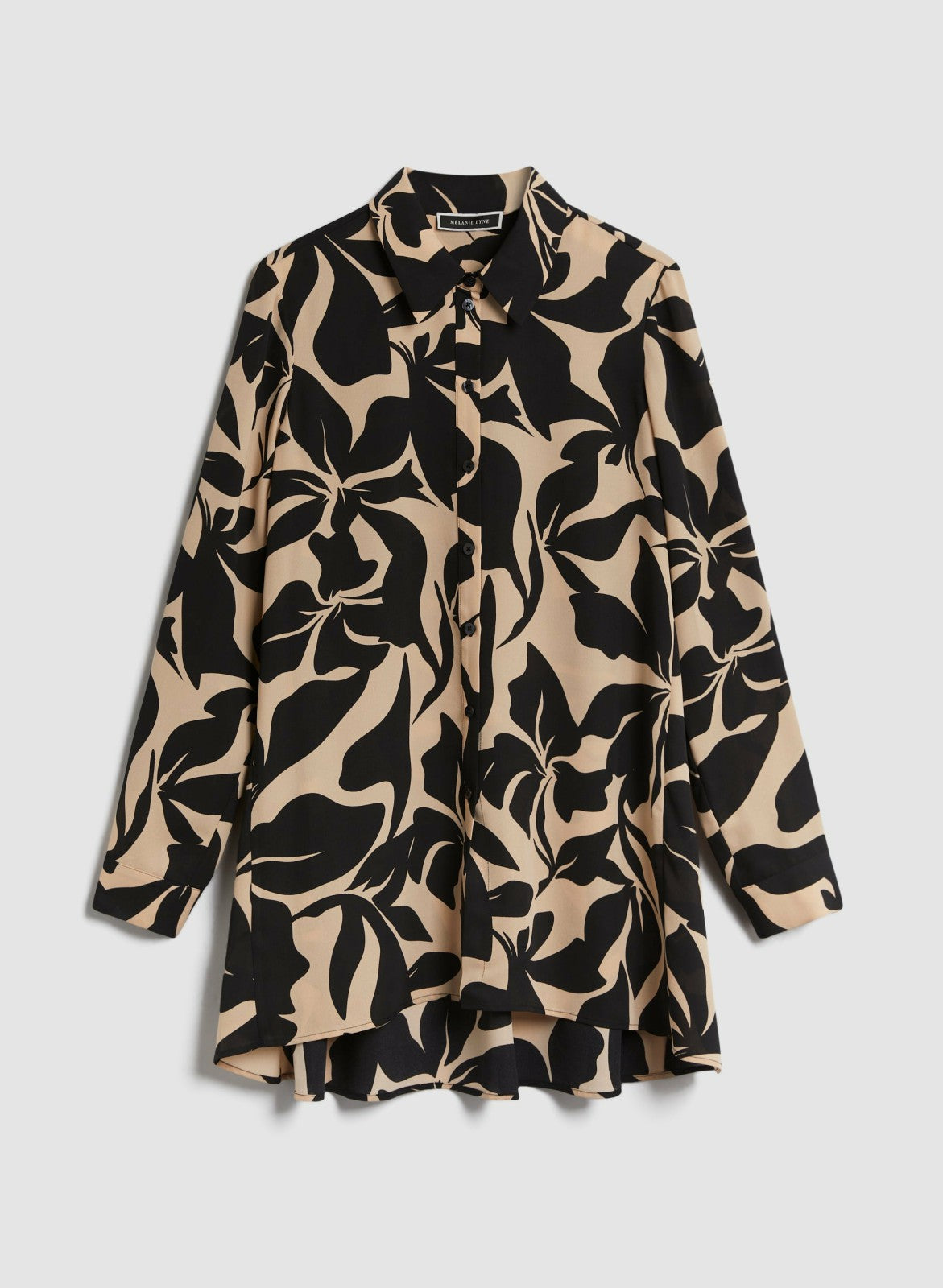 Women Abstract Floral Motif Tunic Black Pattern | Melanie Lyne