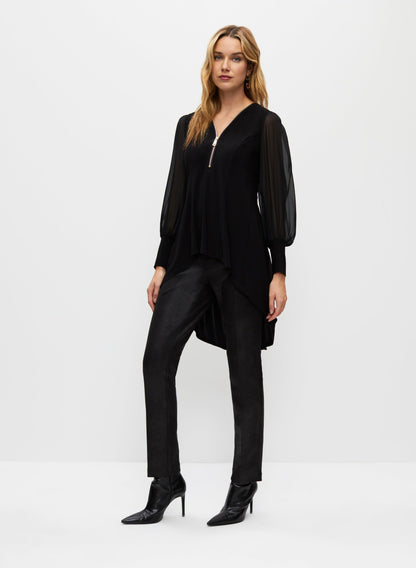 Women Chiffon Sleeve High-Low Tunic Black | Melanie Lyne